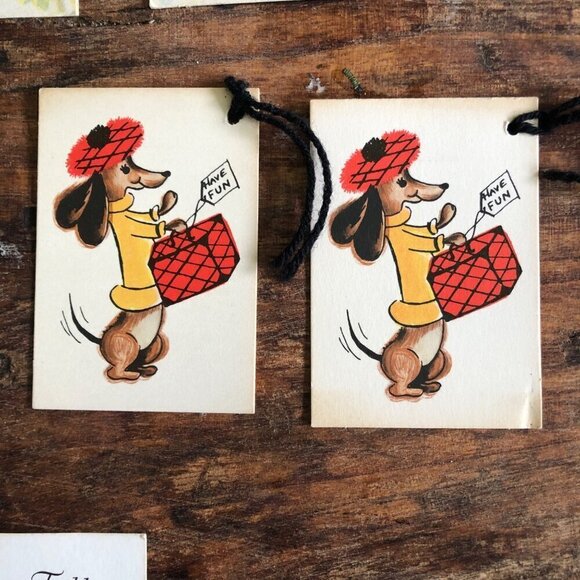 Vtg Bridge Tally Cards Lot 11 Poodle Dog Bride Jokes 1960s Hallmark Gibson New - Picture 2 of 13